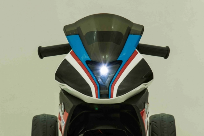 BMW HP4 Motocicletă pentru copii pe baterie Albastru + 3 roți + LED + MP3 USB + Piele Eco