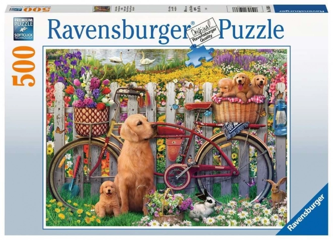 Puzzle RAVENSBURGER Cățeii Drăguți în Grădină 500 Piese