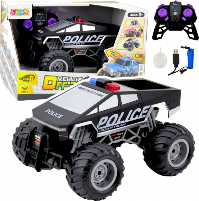 Mașină de curse Poliție Off-Road RC neagră 1:16