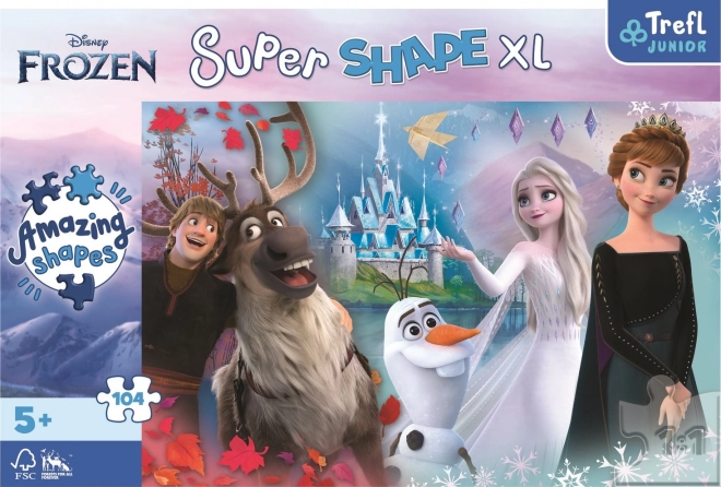 Puzzle super shape XL Frozen 2: în lumea Annei și Elsa 104 piese