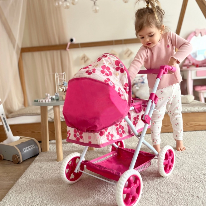 Cărucior pentru păpuși reglabil Woopie Royal cu model floral