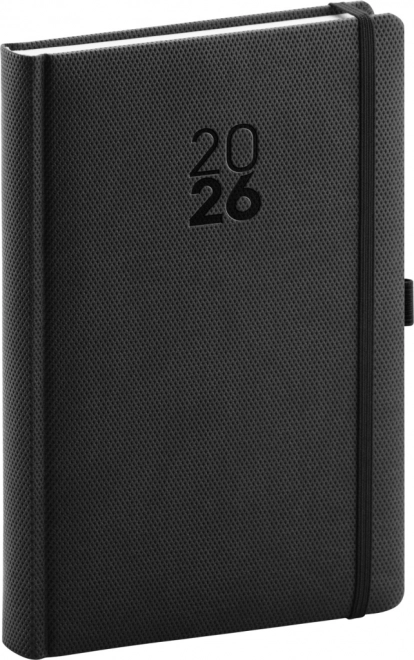 Agenda zilnică Diamante 2026 negru 15 x 21 cm