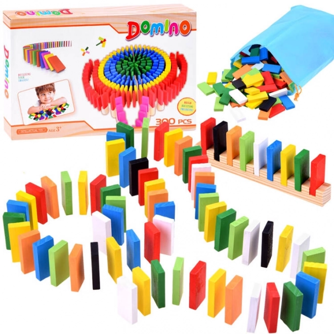 Domino din lemn colorat, 300 piese