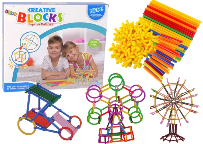 Set de construcție cu bețe și paie