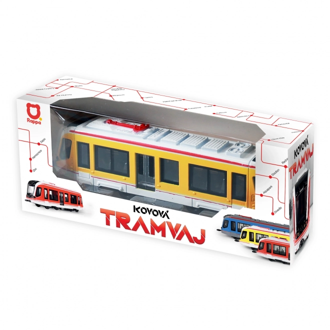 Tramvai metalică galbenă