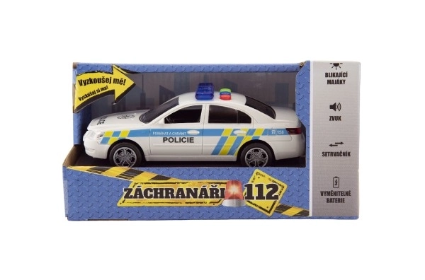 Mașină de poliție din plastic cu baterii, sunet și lumină