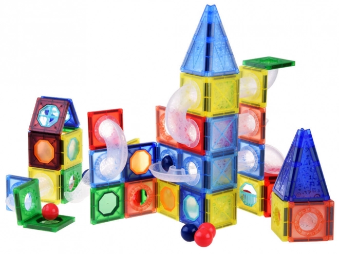 Set de construcție magnetic pentru piese de traseu cu bile ZA4719 - 123 piese