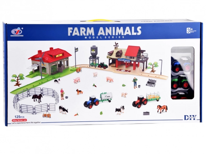 Ferma mare echipată cu tractoare, animale și accesorii