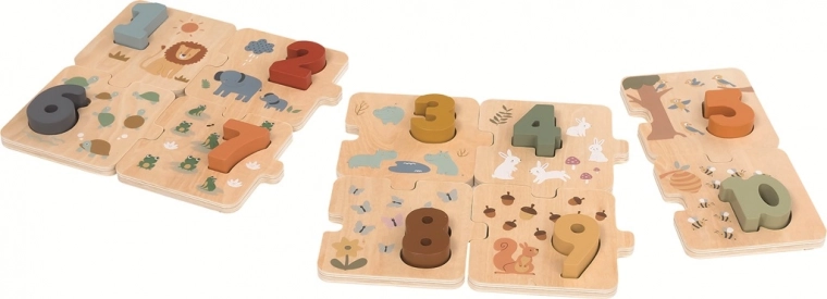 Puzzle de numărat din lemn cu animale 2Kids Toys