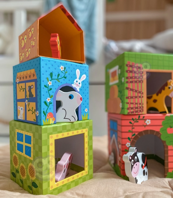 Puzzle cuburi fermă Woopie Green