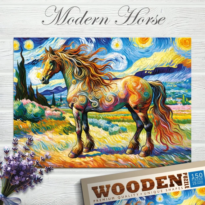 Puzzle din lemn cal modern