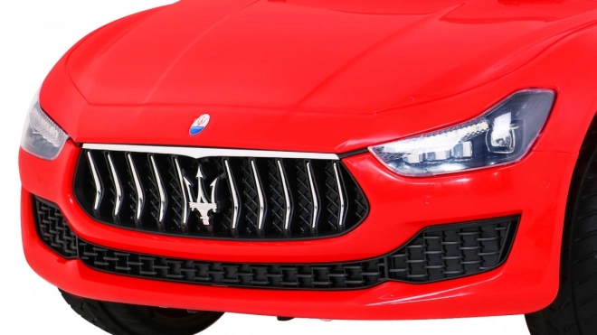 Maserati Ghibli cu baterie pentru copii roșu + telecomandă + pornire lentă + EVA + MP3 USB + LED