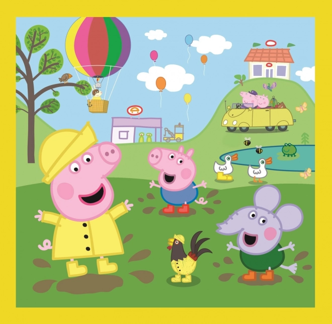 Puzzle 3 în 1 Peppa zi veselă