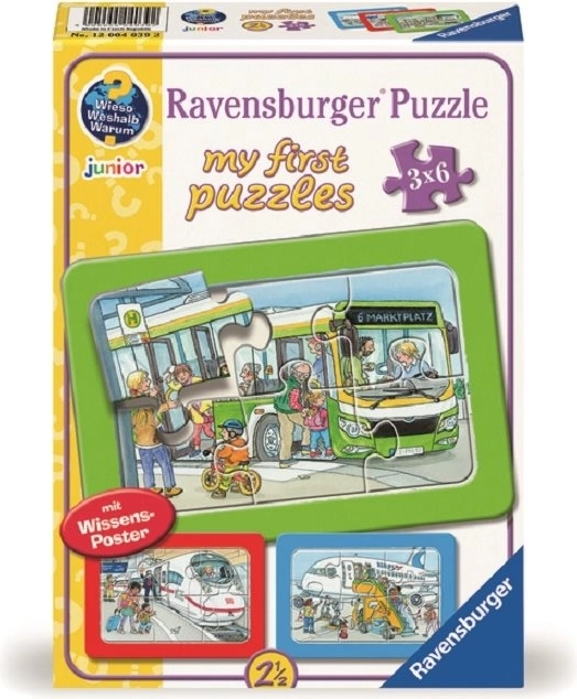 Primele mele puzzle-uri Vehicule 3x6 piese