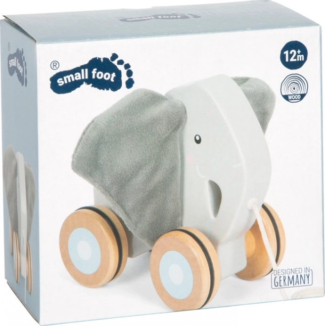 Jucărie de tras din lemn Elefant cu urechi șușotitoare