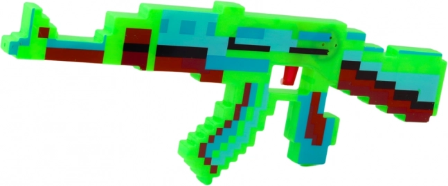 Pistolă Pixel cu efecte sonore și luminoase verde 39 cm