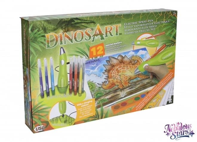 Set de colorat DinosArt cu aerograf