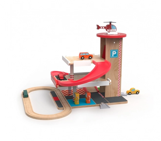 Garaj și pistă din lemn 2Kids Toys