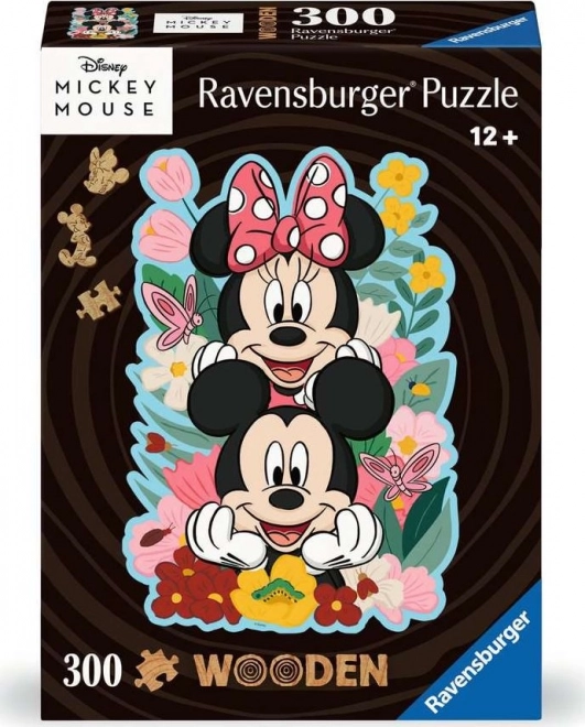 Puzzle de lemn conturate Mickey și Minnie 300 piese