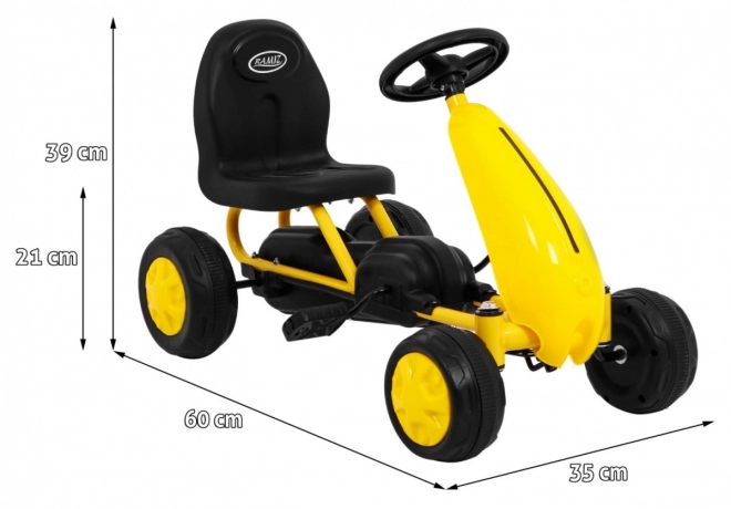 Gokart cu pedale pentru copii galben