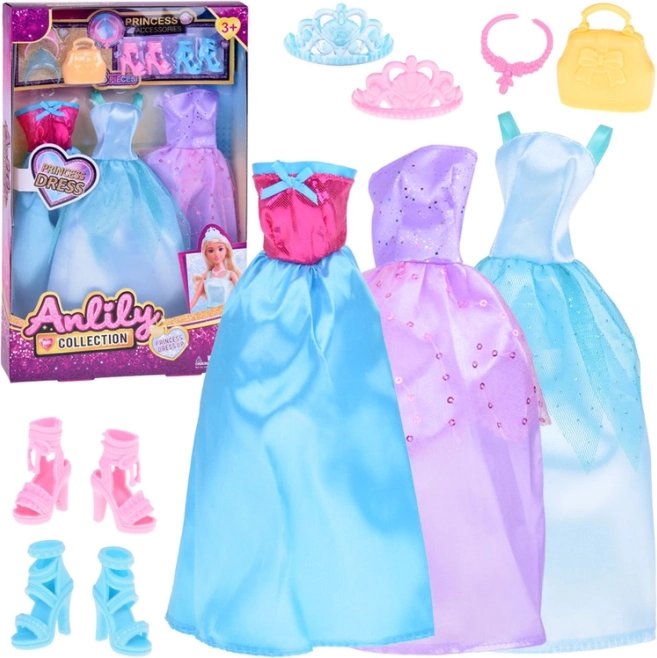 Set de haine la modă pentru păpuși cu rochii, bijuterii și accesorii