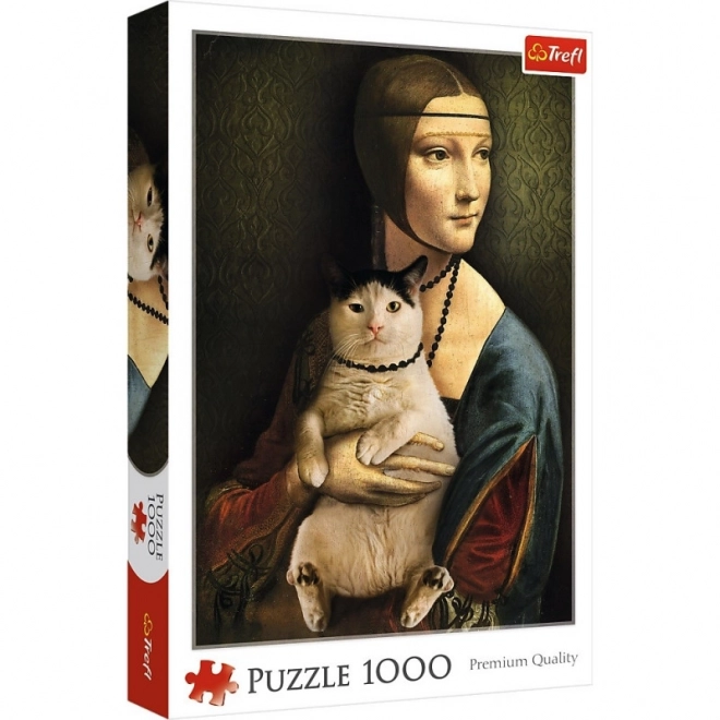 Puzzle 1000 de piese Dama cu pisica