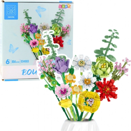 Construcție cu piese – buchet decorativ de flori, 854 piese