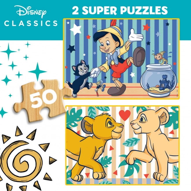 Puzzle din lemn clasice Disney de la EDUCA 2x50 piese