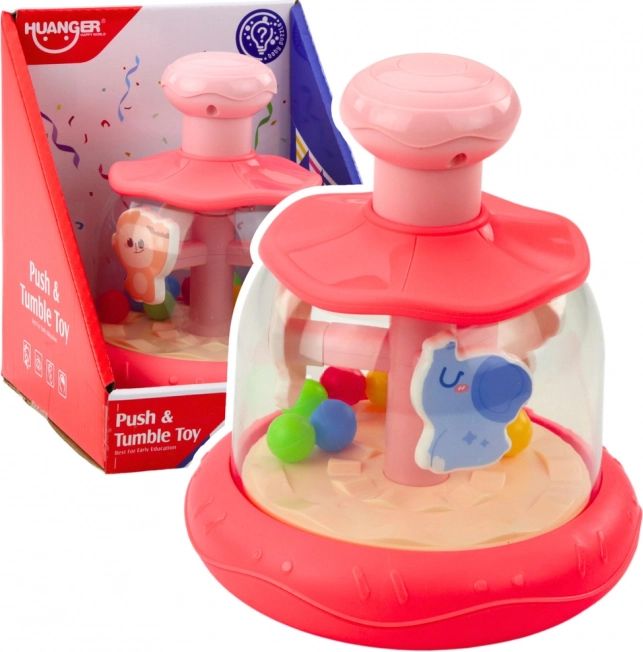 Carousel roz cu bile și animale