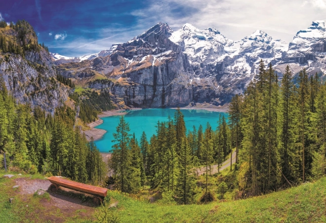 Puzzle Lacul Oeschinen Alpi, Elveția 1500 piese