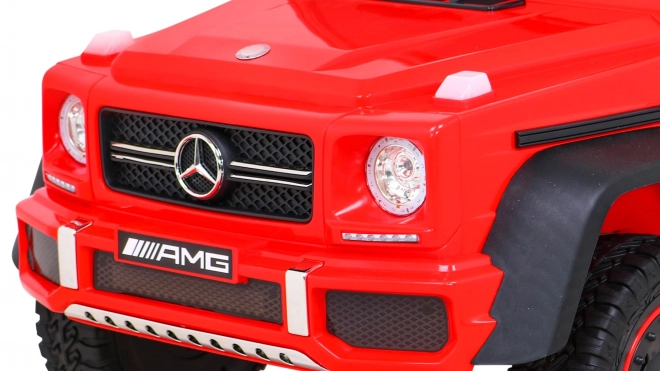 Mercedes G63 AMG Mașina pe baterii Roșie + Telecomandă + 6 roți EVA + Start lent + MP3 LED