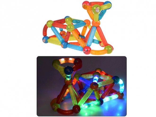 Klocki magnetice 3D cu LED-uri colorate pentru copii