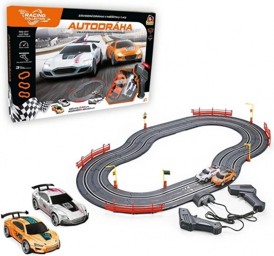 Pistă auto 240 cm cu alimentare USB – Racing Collection