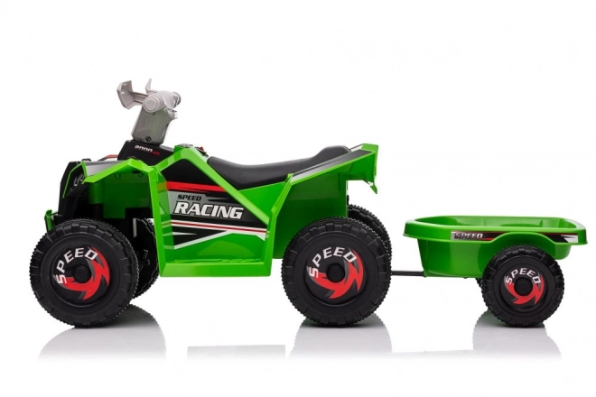 Quad electric verde cu remorcă