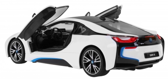 Mașinuță electrică BMW i8 albă Rastar cu telecomandă