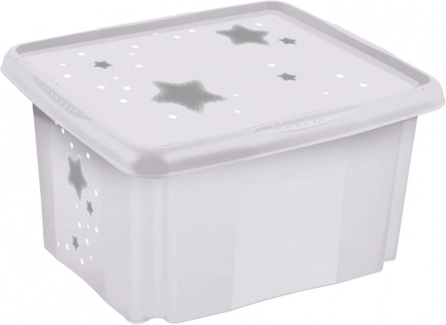Cutie de depozitare cu capac mare „Stele”, Alb II