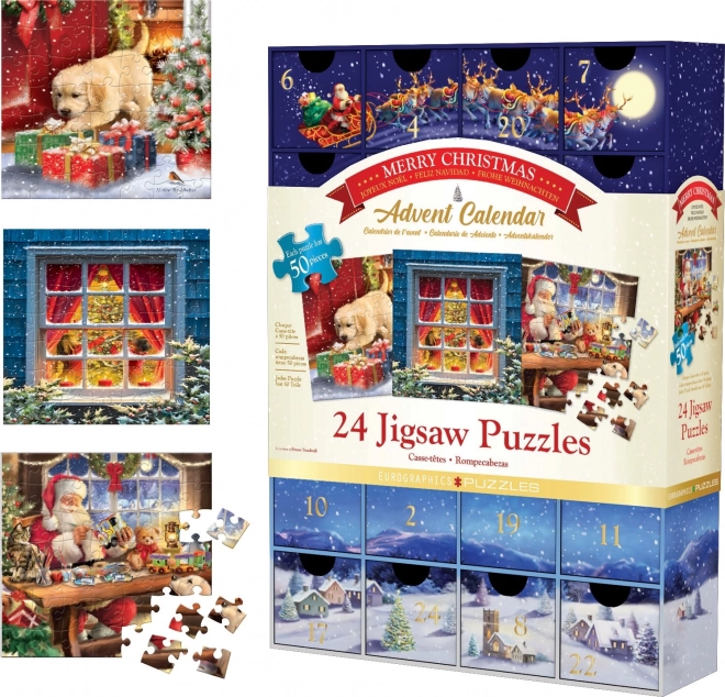 Calendar advent puzzle Crăciun fericit 24x50