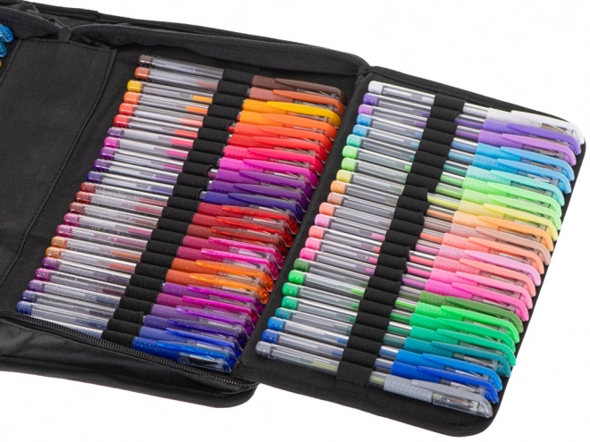 Set de pixuri cu gel colorate în etui - 120 bucăți + 120 rezerve