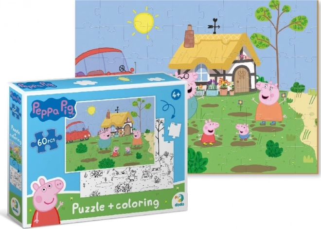 Puzzle reversibil Peppa Porcul: La cabană 60 piese