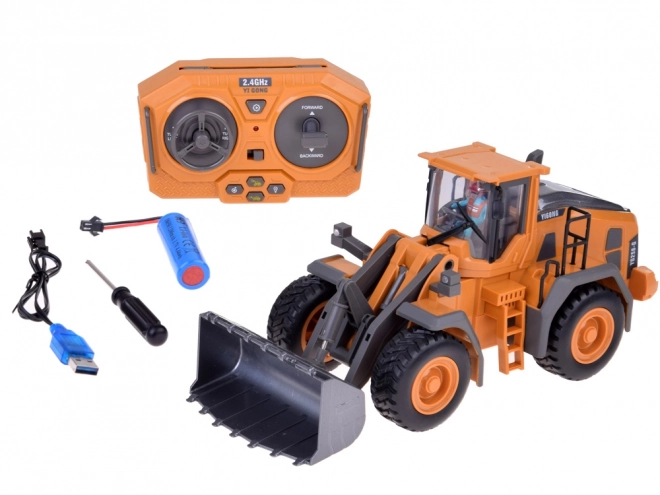 Buldozer RC cu braț mobil, lumini și sunet