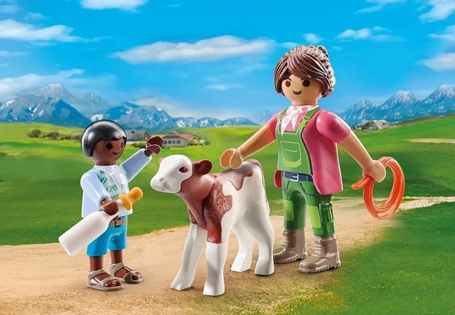 Set DuoPack Ferma cu văcuță și copil Playmobil