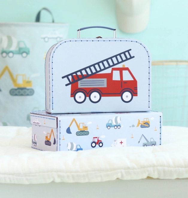 A Little Lovely Company Set de două cutii de carton – Vehicule