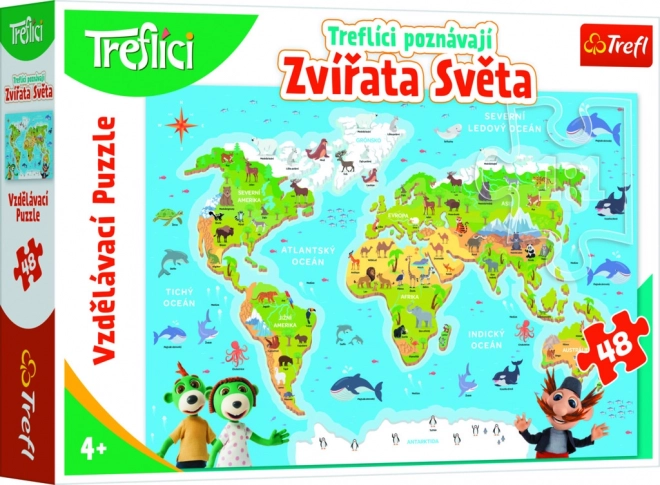 Puzzle educativ Trefl - Treflíci descoperă animalele lumii