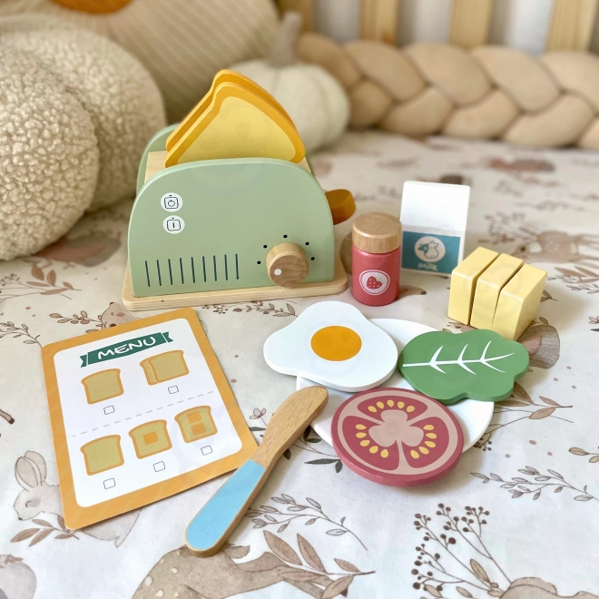 Set prăjitor de pâine din lemn pastel pentru micul dejun de la Tooky Toy