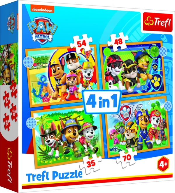 Puzzle 4 în 1 Vacanța Patrula Cățelușilor