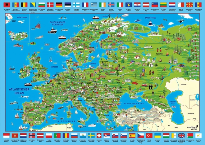 puzzle hartă ilustrată a Europei 500 piese