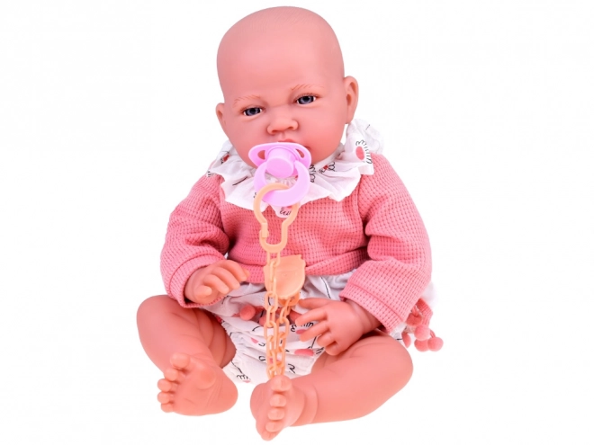 Păpușă interactivă bebeluș 45 cm pentru fetiță set roz
