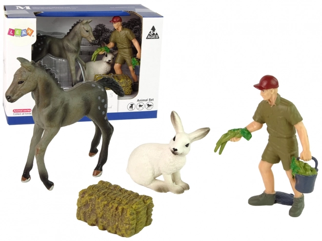 set figurine animale cal iepure fermier