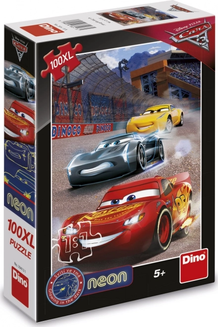 Puzzle fluorescent Cars 3 - Linia de sosire XL 100 piese