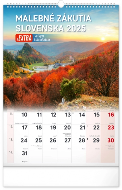 calendar de perete scene pitorești din slovacia 2025 cu calendar extra mare